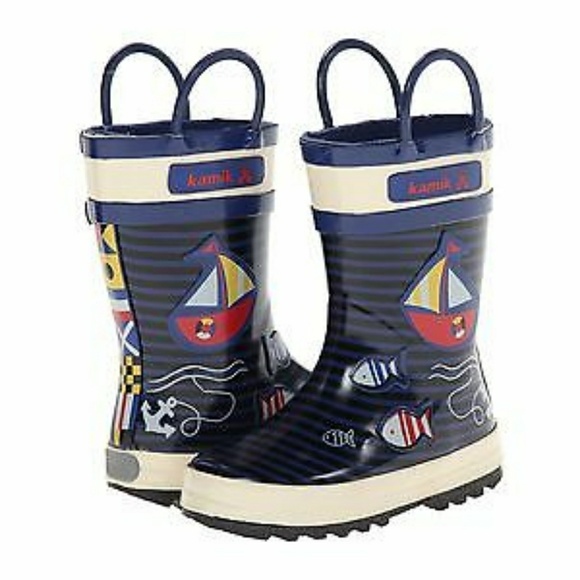 🆕KAMIK "AHOY" BOY'S RAIN BOOTS SIZE 1 NWOB🆕 - Picture 1 of 5